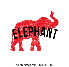 Еlephant silhouette red print