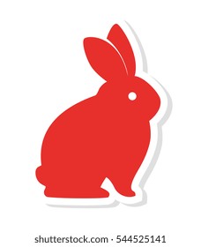 silhouette red rabbit icon