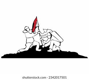 silueta de la bandera roja y blanca de la montaña
