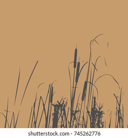 Silhouette of Reed Bush. Vector Illustration