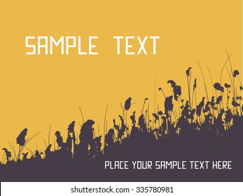 Silhouette of the reed and grass. Backdrop vector illustration. 