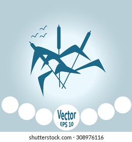 Silhouette reed isolated on a background