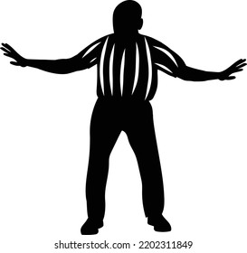 Silhouette Referee in Black and White Vector Illustration