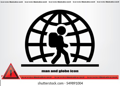 Silhouette refugee walking  icon vector illustration eps10. Isolated badge immigrant flat design for website or app - stock graphics
