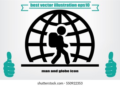Silhouette refugee walking  icon vector illustration eps10. Isolated badge immigrant flat design for website or app - stock graphics