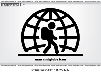 Silhouette refugee walking  icon vector illustration eps10. Isolated badge immigrant flat design for website or app - stock graphics