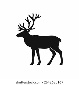 Silhouette of a Reindeer With Antlers
