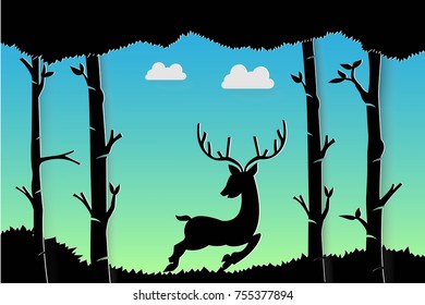silhouette reindeer art design concept vector illustration