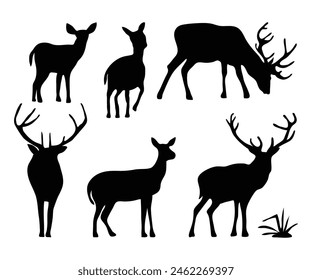 Silhouette reindeer collection. Vector illustration