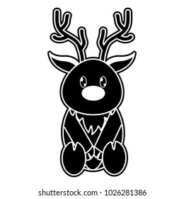 silhouette reindeer cute wild animal character