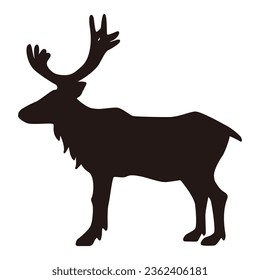 Silhouette of a reindeer facing sideways, vector material.