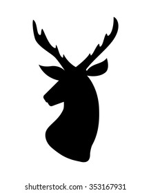 Silhouette of reindeer head