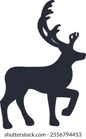 Silhouette of reindeer isolated on transparent background. Christmas vector illustration
