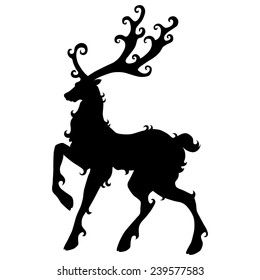 Silhouette of reindeer isolated on white background. Vector illustration