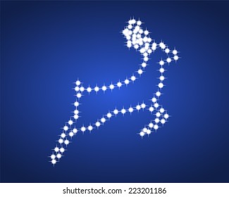 Silhouette of the reindeer of shiny stars