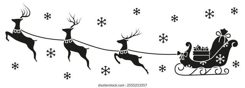 Silhouette of a reindeer and a sleigh. Background for Christmas. Waiting for Christmas. EPS 10.