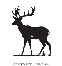 silhouette of reindeer. Vector illustration.