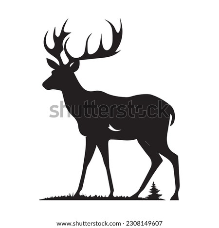 silhouette of reindeer. Vector illustration.