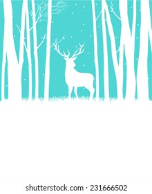 Silhouette of a reindeer in woods during winter, suitable for Christmas theme