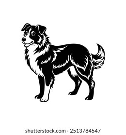 Silueta del diseño relajado del Clipart del Vector del perro del pastor australiano