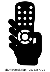 Silhouette der Fernbedienung Symbol Vektor mit der Hand. Symbolvektor der Fernbedienung. Vektorgrafik.