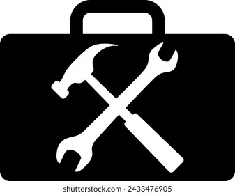 Silhouette of Repair Kit Icon in Flat Style. Vector Illustration.