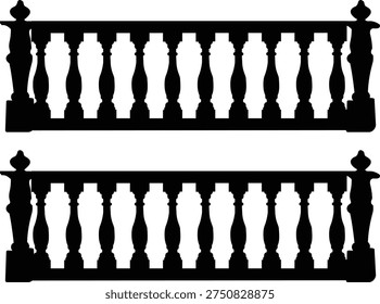 Silhouette of a repeating balustrade icon for architecture