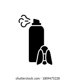 Silhouette Repellent. Outline Aerosol Spray Can, Insect Icon. Black Simple Illustration Of Disinfectant, Anti-moth, Skin Protection Against Mosquito. Flat Isolated Vector Pictogram, White Background