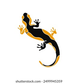 Silhouette of reptile, salamander, gecko, lizard isolated on white background.