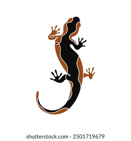 Silhouette of reptile, salamander, gecko, lizard isolated on white background.