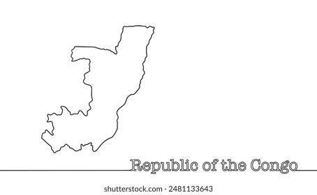 Silhouette of the Republic of Congo. A state located in equatorial Africa. Silhouette of the borders of an African country. Vector.