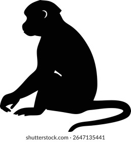 Silhouette of a resting monkey isolated on a white background minimalist vector illustration