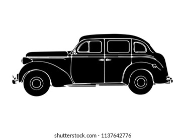 silhouette of retro car vector