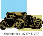 silhouette retro classic hotrod cars