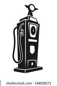 Silueta de la bomba de gas retro. Ilustración vectorial. 