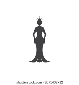 Silhouette retro lady with dress vector design