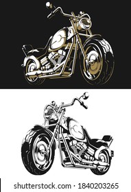 Silhouette retro motorcycle chopper isolated vector