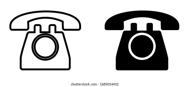 silhouette retro phone, silhouette old phone vector isolated on white background 