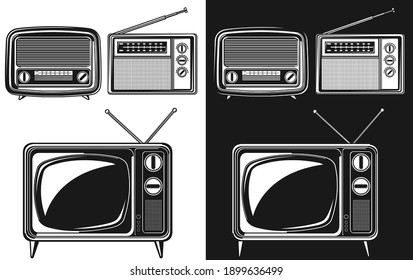 Silhouette Retro Radio Antique Television Tube