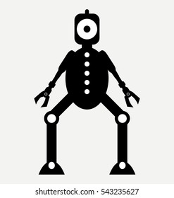 silhouette retro robot, retro robot, vector robot silhouette 