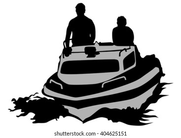 Silhouette of retro ship on white background