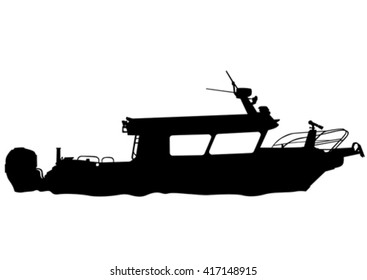Silhouette of retro ship on white background