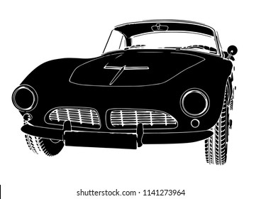 silhouette of retro sports car vector