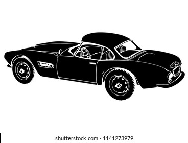 silhouette of retro sports car vector