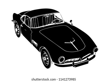 silhouette of retro sports car vector