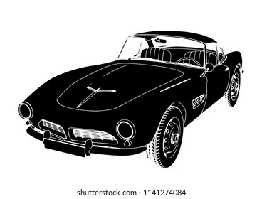 silhouette of retro sports car vector