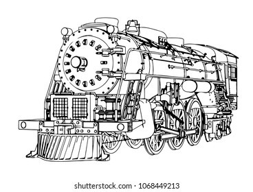 silhouette retro steam engine vector
