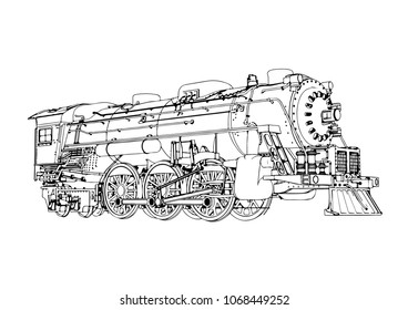 silhouette retro steam engine vector
