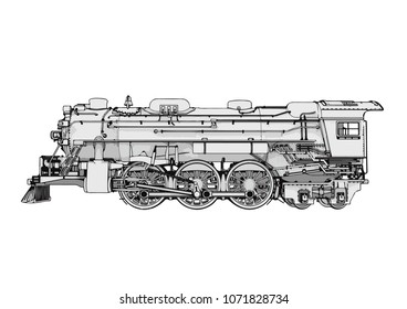 silhouette retro steam engine vector