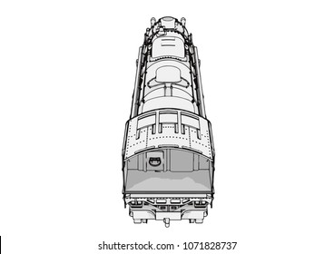 silhouette retro steam engine vector